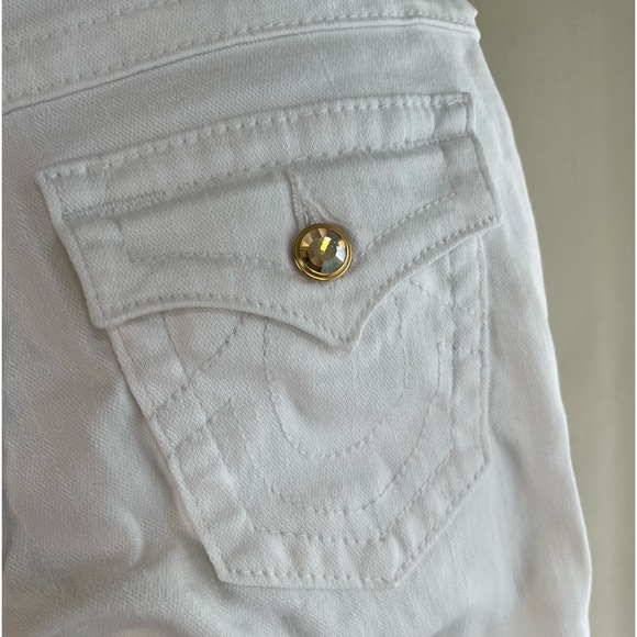 EUC True Religion Disco Sophie Cuffed Capri Jean Rhinestone Button  SZ-26 - Picture 6 of 12
